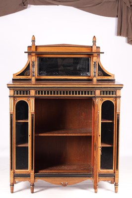 Lot 1000 - LAMB, MANCHESTER  A PAIR OF LATE 19TH CENTURY AESTHETIC EBONISED AND GILT FIGURED WALNUT SIDE CABINETS