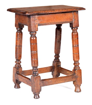 Lot 1109 - A 17TH CENTURY OAK JOINT STOOL