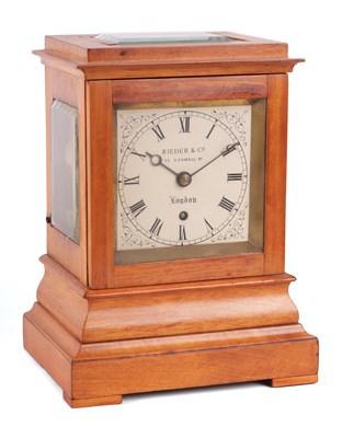 Lot 816 - RIEDER & CO. 13 COSWELL RD. LONDON. A SMALL MID 19TH CENTURY SATINWOOD FUSEE LIBRARY MANTEL CLOCK