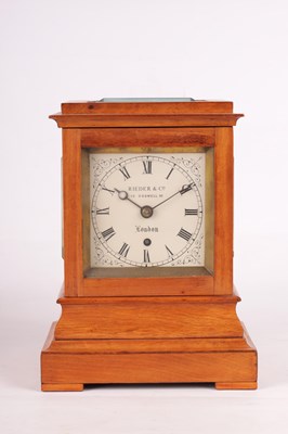 Lot 816 - RIEDER & CO. 13 COSWELL RD. LONDON. A SMALL MID 19TH CENTURY SATINWOOD FUSEE LIBRARY MANTEL CLOCK