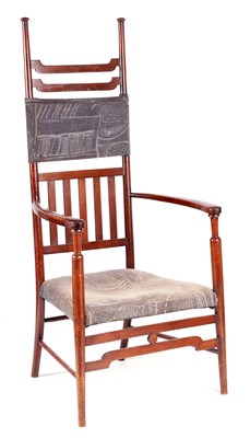 Lot 1087 - AN ART NOUVEAU LIBERTY STYLE MAHOGANY ARMCHAIR