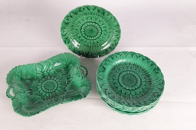 Lot 26 - A COLLECTION OF ELEVEN 19TH CENTURY WEDGWOOD GREEN MAJOLICA PLATES