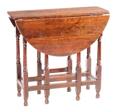 Lot 1099 - A LATE 17TH CENTURY FRUITWOOD GATELEG TABLE OF SMALL SIZE