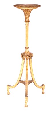 Lot 1089 - AN 18TH CENTURY ADAM STYLE CARVED GILTWOOD TORCHERE