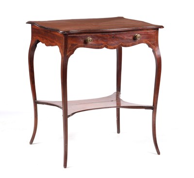 Lot 986 - A LATE 18TH CENTURY HEPPLEWHITE SERPENTINE SHAPED FIGURED MAHOGANY SIDE TABLE