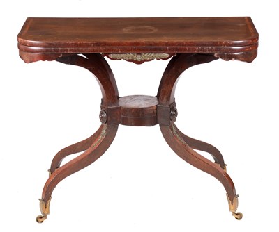 Lot 962 - A GOOD REGENCY ROSEWOOD CARD TABLE IN THE MANNER OF GEORGE OAKLEY