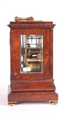 Lot 876 - DESBOIS, 10 BROWNLOW ST. LONDON  A SMALL MID 19TH CENTURY ROSEWOOD DOUBLE FUSEE LIBRARY MANTEL CLOCK