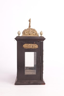 Lot 888 - A WILLIAM AND MARY EBONISED BASKET TOP BRACKET CLOCK CASE
