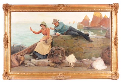 Lot 710 - PERCY ROBERT CRAFT (1856-1934) A LATE 19TH CENTURY NEWLYN SCHOOL OIL ON CANVAS OF LARGE SIZE