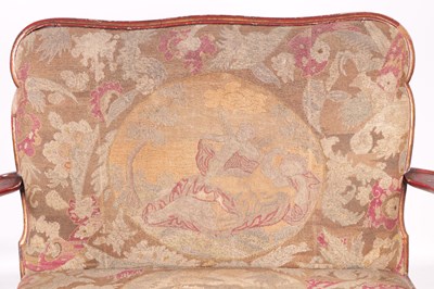 Lot 1007 - A QUEEN ANNE STYLE SCARLET LACQUER AND CHINOISERIE DECORATED TWO SEATER SETTEE