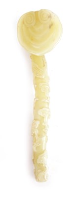 Lot 73 - A LATE 19TH CENTURY CHINESE CARVED JADE SCEPTRE