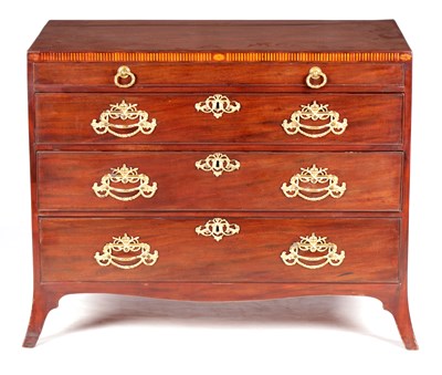 Lot 1045 - A LATE GEORGIAN MAHOGANY CHEST OF DRAWERS