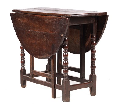 Lot 964 - A 17TH CENTURY JOINED OAK GATELEG TABLE OF SMALL SIZE