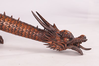 Lot 115 - A JAPANESE MEIJI PERIOD ARTICULATED WOOD DRAGON