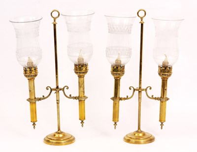 Lot 272 - A PAIR OF LATE 19TH CENTURY ADJUSTABLE BRASS...