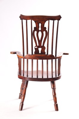 Lot 1019 - AN 18TH CENTURY ASH AND ELM COMB BACK WINDSOR CHAIR