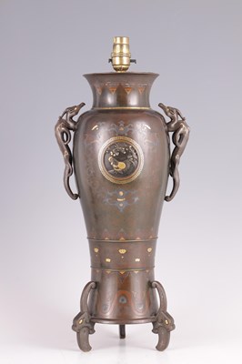 Lot 144 - A LARGE MEIJI PERIOD JAPANESE MIXED METAL AND BRONZE VASE
