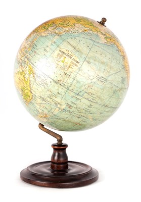 Lot 404 - AN EARLY 20TH CENTURY 14" TERRESTRIAL GLOBE ON STAND