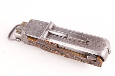 Lot 345 - AN OVERSIZED 19TH CENTURY COACHMAN'S MULTIBLADE FOLDING POCKET KNIFE