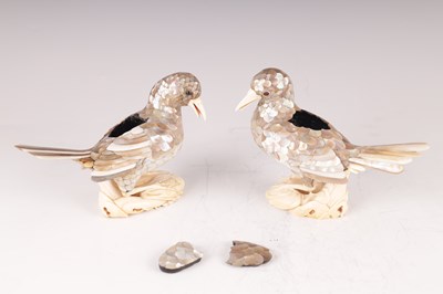 Lot 96 - A PAIR OF 19TH CHINESE MOTHER-OF-PEARL AND IVORY BIRD-FORM BOXES AND COVERS