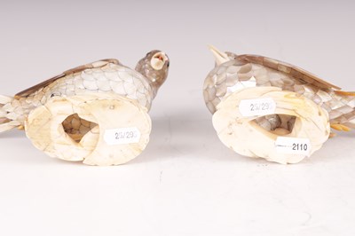 Lot 96 - A PAIR OF 19TH CHINESE MOTHER-OF-PEARL AND IVORY BIRD-FORM BOXES AND COVERS