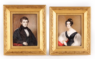 Lot 709 - A PAIR OF 19TH CENTURY PORTRAIT MINIATURES ON IVORY