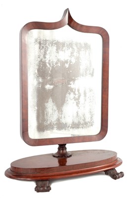 Lot 1158 - A WILLIAM IV FIDDLEBACK MAHOGANY TOILET MIRROR