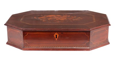 Lot 675 - A 19TH CENTURY CONTINENTAL MAHOGANY MARQUETRY INLAID BOX