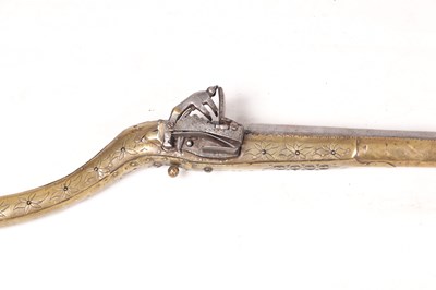 Lot 370 - A RARE EASTERN FLINTLOCK MUSKET WITH BRASS STOCK