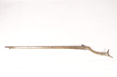 Lot 370 - A RARE EASTERN FLINTLOCK MUSKET WITH BRASS STOCK