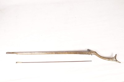 Lot 370 - A RARE EASTERN FLINTLOCK MUSKET WITH BRASS STOCK