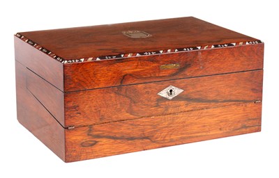 Lot 679 - A 19TH CENTURY ROSEWOOD JEWELLERY/WRITING BOX