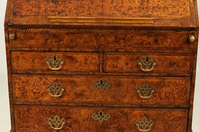 Lot 1006 - AN UNUSUAL WILLIAM AND MARY HERRING BANDED MULBERRY VENEERED BUREAU