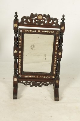 Lot 203 - A 19TH CENTURY CHINESE MOTHER OF PEARL INLAID HARDWOOD TOILET MIRROR