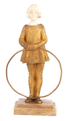 Lot 509 - AN ART DECO GILT BRONZE AND IVORY FIGURE