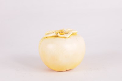 Lot 139 - A LATE 19TH CENTURY STAINED CARVED IVORY PERSIMMON FRUIT
