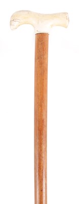 Lot 388 - A LATE 19TH CENTURY IVORY AND MALACCA WALKING STICK