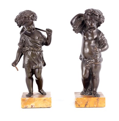 Lot 567 - A PAIR OF 19TH CENTURY FRENCH BRONZE PUTTI