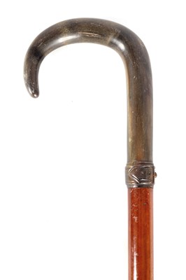 Lot 382 - A 19TH CENTURY HORN AND MALACCA SWORD STICK