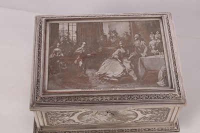Lot 501 - A 19TH CENTURY SILVERED COPPER FRENCH JEWELLERY BOX ENGRAVED BY B. WICKERS