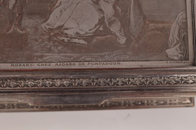 Lot 501 - A 19TH CENTURY SILVERED COPPER FRENCH JEWELLERY BOX ENGRAVED BY B. WICKERS