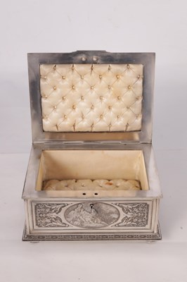 Lot 501 - A 19TH CENTURY SILVERED COPPER FRENCH JEWELLERY BOX ENGRAVED BY B. WICKERS