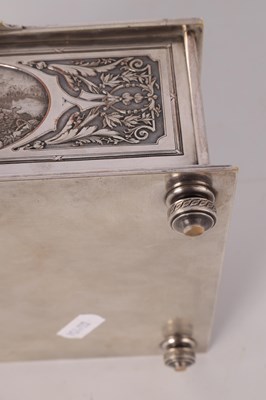 Lot 501 - A 19TH CENTURY SILVERED COPPER FRENCH JEWELLERY BOX ENGRAVED BY B. WICKERS