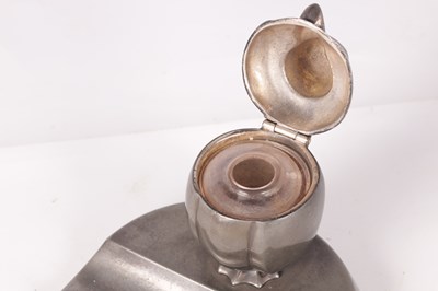 Lot 590 - AN UNUSUAL WMF NOVELTY PEWTER INKSTAND