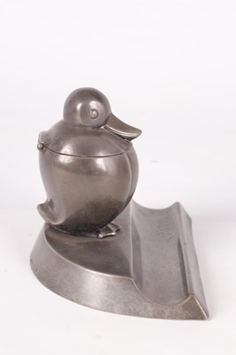 Lot 590 - AN UNUSUAL WMF NOVELTY PEWTER INKSTAND