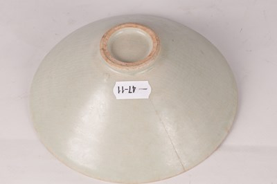 Lot 220 - A CHINESE 19TH CENTURY CELADON GLAZE FLARED BOWL