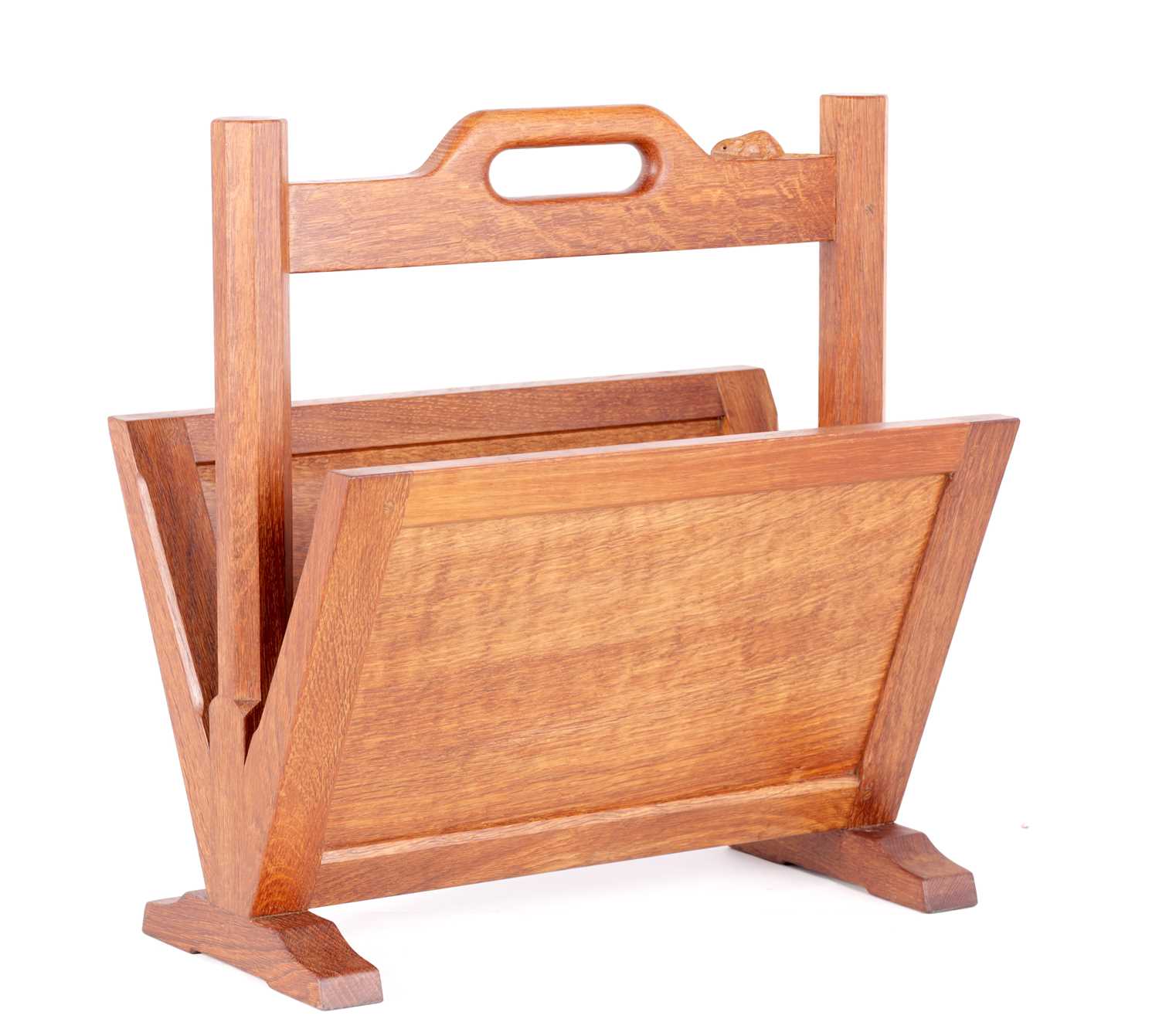 Lot 692 - A ROBERT 'MOUSEMAN' THOMPSON OAK MAGAZINE RACK