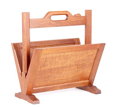 Lot 692 - A ROBERT 'MOUSEMAN' THOMPSON OAK MAGAZINE RACK