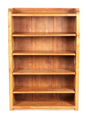 Lot 694 - ROBERT 'MOUSEMAN' THOMPSON  A BURR OAK AZED OPEN BOOKCASE