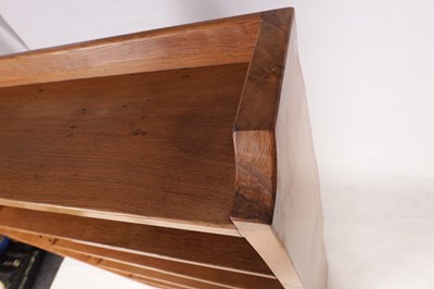 Lot 694 - ROBERT 'MOUSEMAN' THOMPSON  A BURR OAK AZED OPEN BOOKCASE
